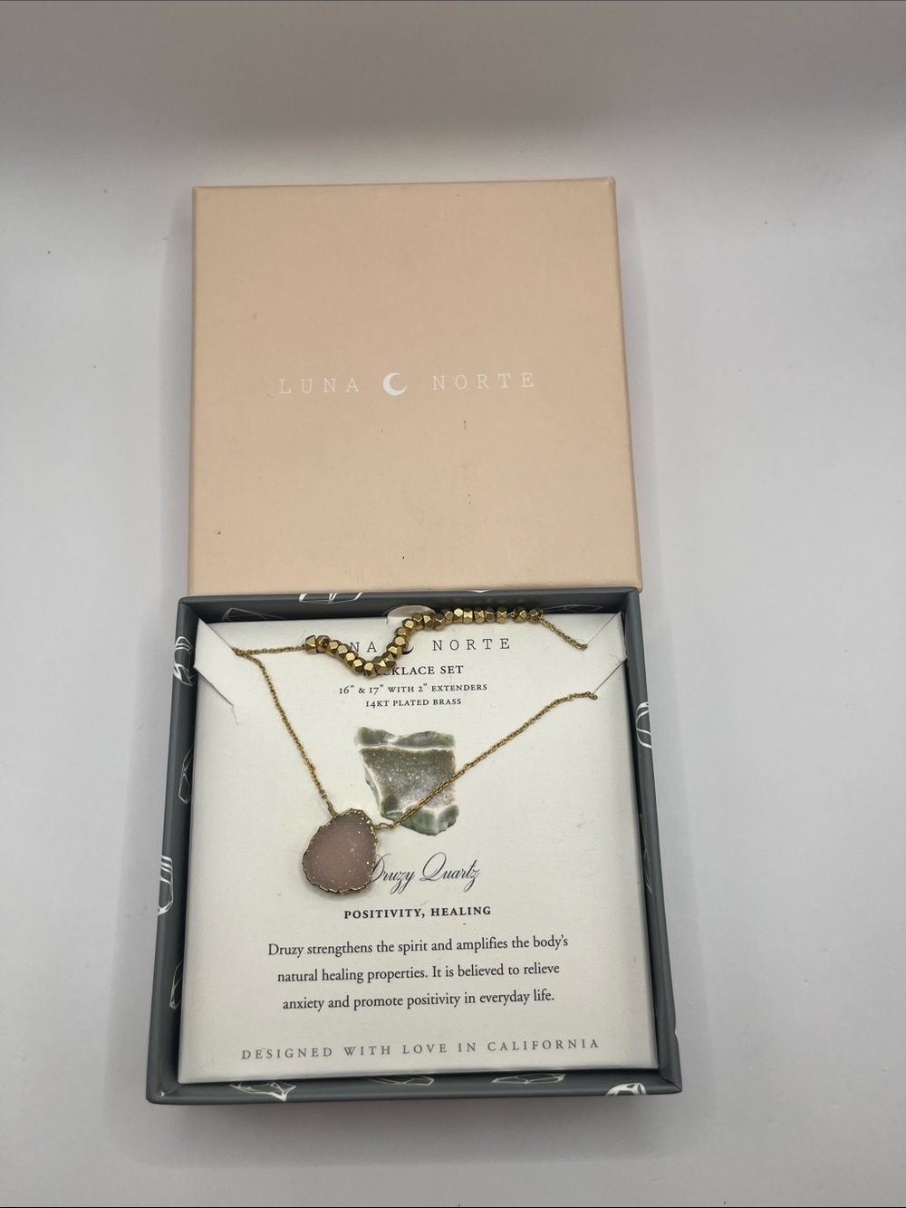 Luna Norte Pink Druzy Necklace Set